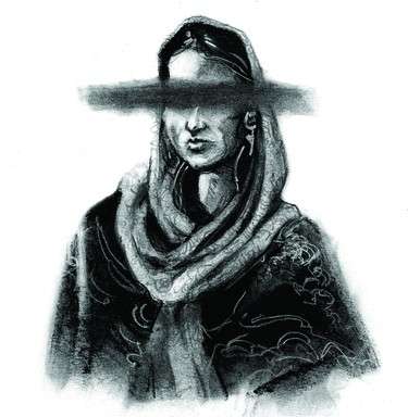 Illustration of Negin, woman living in Afghanistan under the Taliban.
