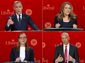 Mark Carney, Chrystia Freeland, Frank Baylis and Karina Gould.