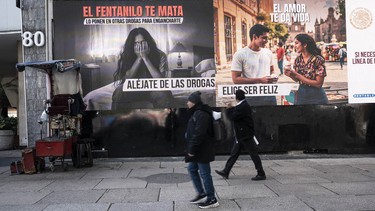 Billboards in Mexico City went up in Feburary 2025 as part of a campaign aimed at fighting the use of fentanyl.
