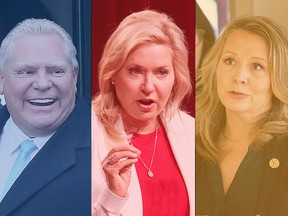 Doug Ford, Bonnie Crombie and Marit Stiles.