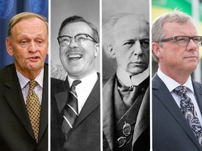 Former Liberal Prime Minister Jean Chrétien, former Manitoba Premier Duff Roblin, former Prime Minister Sir Wilfrid Laurier and former Sask. premier Brad Wall