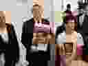 Donald Trump took photos with Edan Alexander's family in New York City on October 7, 2024.