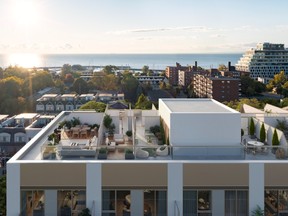 Up top, 18 private rooftop terraces have water, gas and electrical hookups and are designed to be treated like a resident’s backyard.