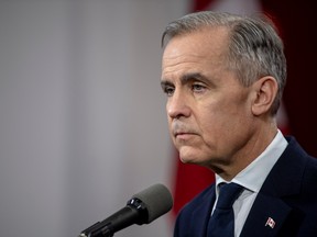 Former Bank of Canada Governor Mark Carney spoke at a press conference on the first night of the liberal leadership debate held at the Meers Studios in Montreal, Canada on February 24, 2025.
