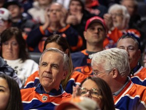 Mark Carney watching hockey
