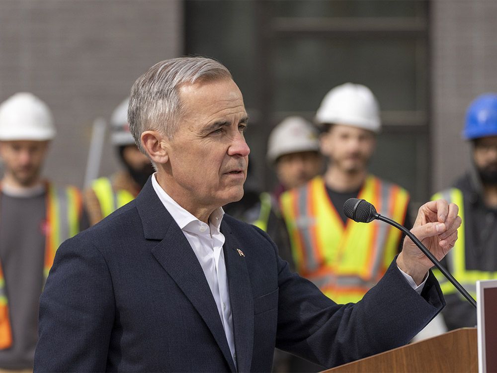 Prime Minister Mark Carney in Edmonton for a housing announcement on Thursday, March 20, 2025.