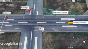Map image of an airplane crash site.