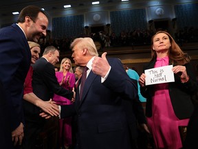 Melanie Stansbury and Donald Trump.