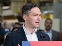Conservative leader Pierre Poilievre spoke on March 24, 2025 at the Kruger plant in Brampton, Ontario.