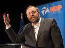 Then-NDP leader Tom Mulcair speaks at a party convention in Dartmouth, N.S., in 2014.