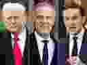 From the left: US President Donald Trump, Prime Minister Mark Carney and Conservative Party leader Pierre Boelifer. Trump said on Tuesday