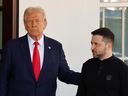 U.S. President Donald Trump with Ukrainian President Volodymyr Zelenskyy as he arrives at the White House on Feb. 28, 2025. Their meeting would soon turn vitriolic.