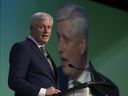 Former prime minister Stephen Harper a delivers the keynote address at a conference on March 22, 2023 in Ottawa.