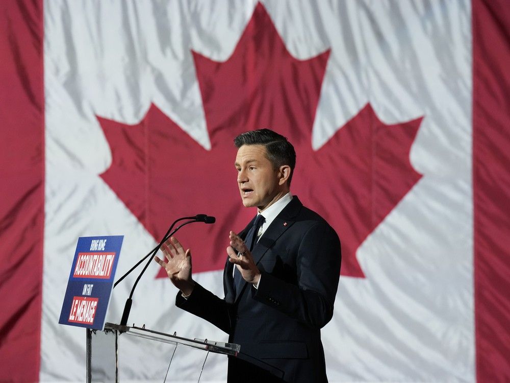 NextImg:'Knock it off': Poilievre sports tougher tone against Trump as trade war consumes attention