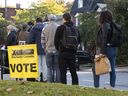 People lined up to enter the polling stations on Election Day of the 2019 federal election, which took place on Monday, October 21, 2019 in Ottawa.