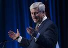 Former prime minister Stephen Harper delivers the keynote address at a conference, Wednesday, March 22, 2023 in Ottawa.