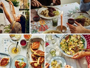 Clockwise from top left: author Alissa Timoshkina; rye, beet and beef meatballs with coriander and gherkins; fennel and potato salad with mustard and dill; and piroshki buns with cabbage, spring onion and hard-boiled eggs