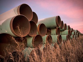 Stack of unassembled pipe.