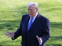 U.S. President Donald Trump spoke to a reporter in Washington on Friday, March 21, 2025.