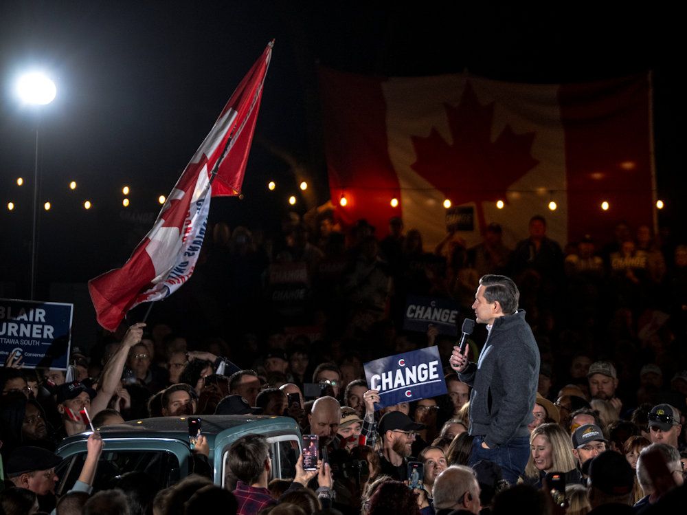 Pierre Poilievre speaks to supporters at a campaign event in his Ottawa riding on April 27, 2025. Pierre Poilievre speaks to supporters at a campaign event in his Ottawa riding on April 27, 2025.