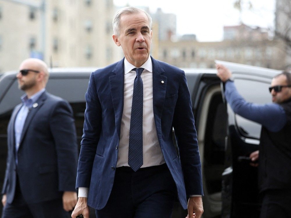 Prime Minister Mark Carney arrives at his office on Parliament Hill April 29, 2025.
