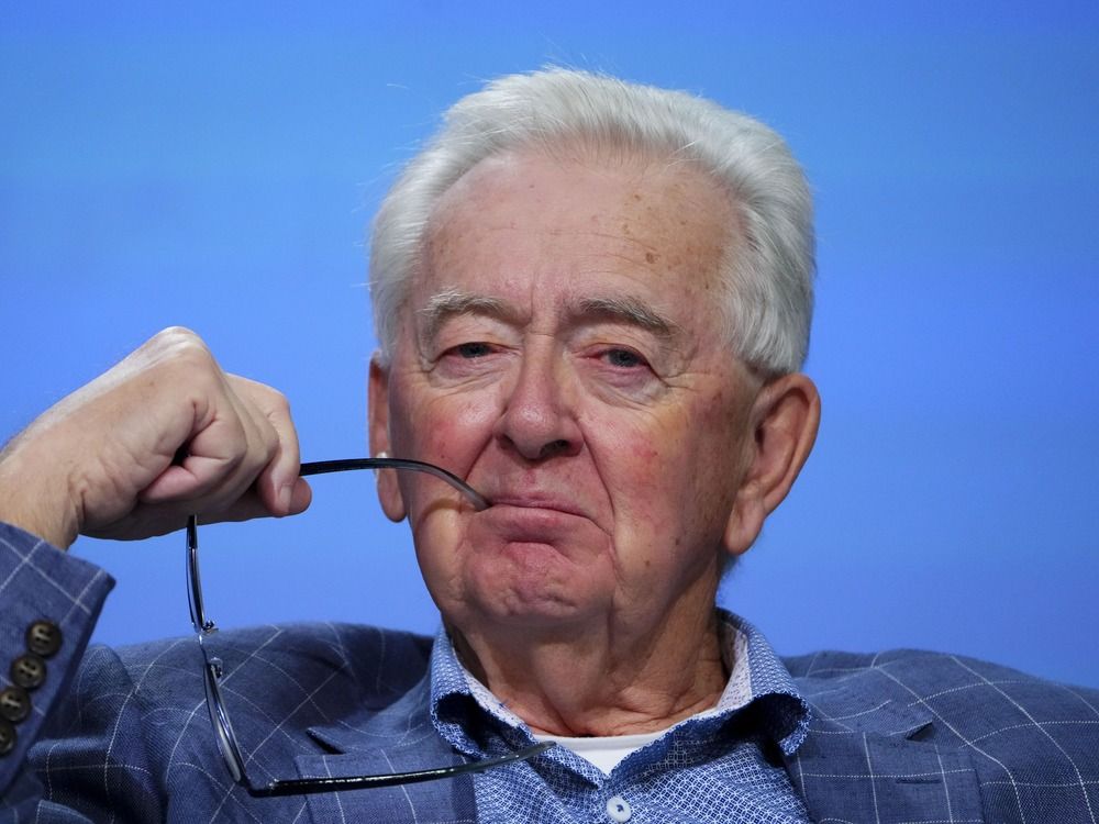  Preston Manning takes part in a panel discussion during the Canada Strong and Free conference in Ottawa on Friday, May 6, 2022.