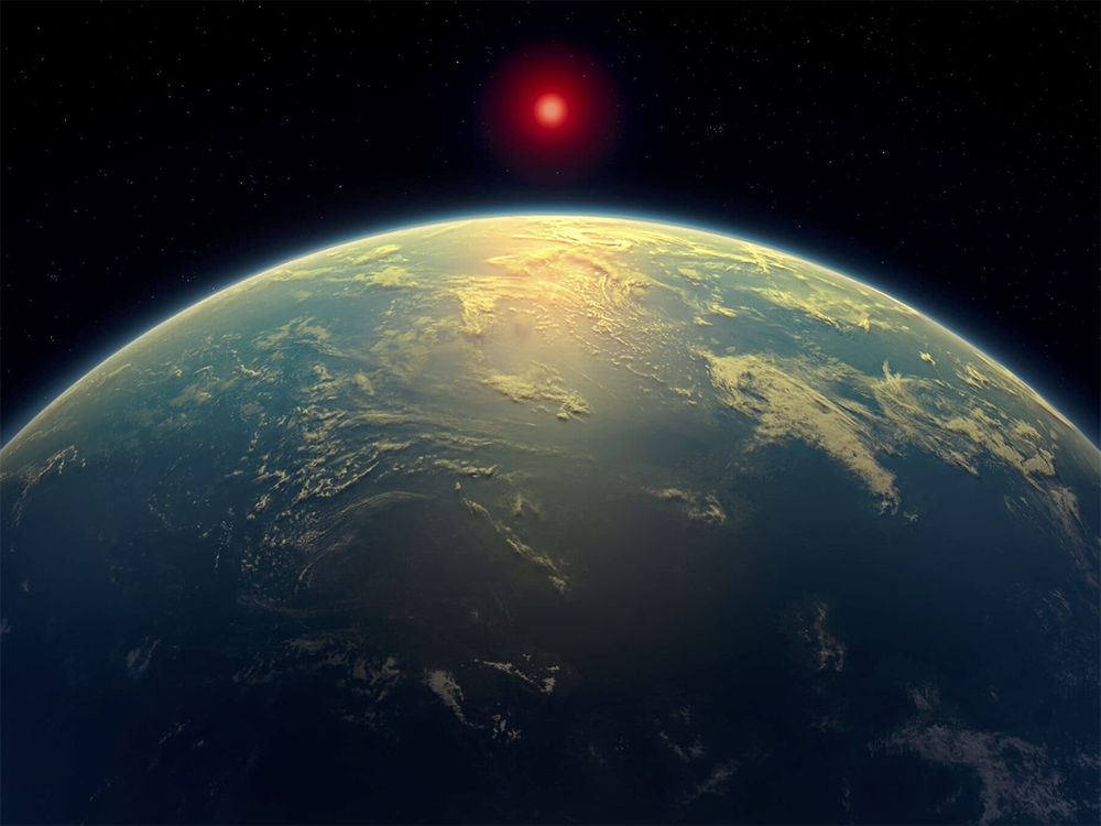 Artist's impression of K2-18b and its host star.