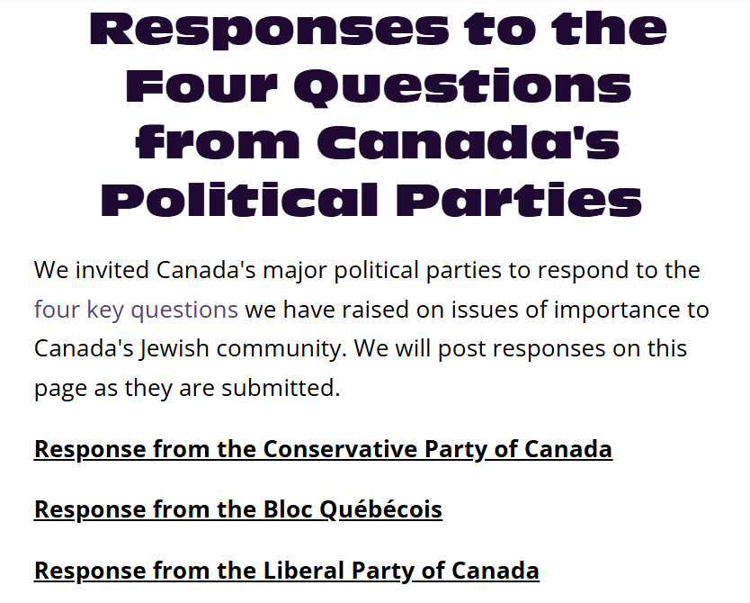  Above is from a website run by the Centre for Israel and Jewish Affairs (CIJA) where they asked all the major parties four questions related to Judaism, mostly on what they would do about the skyrocketing rates of attacks against Canadian Jewish sites. The NDP has answered CIJA questionnaires in prior elections, but not this time. What the NDP did have time for was for hundreds of their candidates to endorse a platform sent around by Palestinian Youth Movement, a group that is repeatedly on record as celebrating Palestinian terrorism.