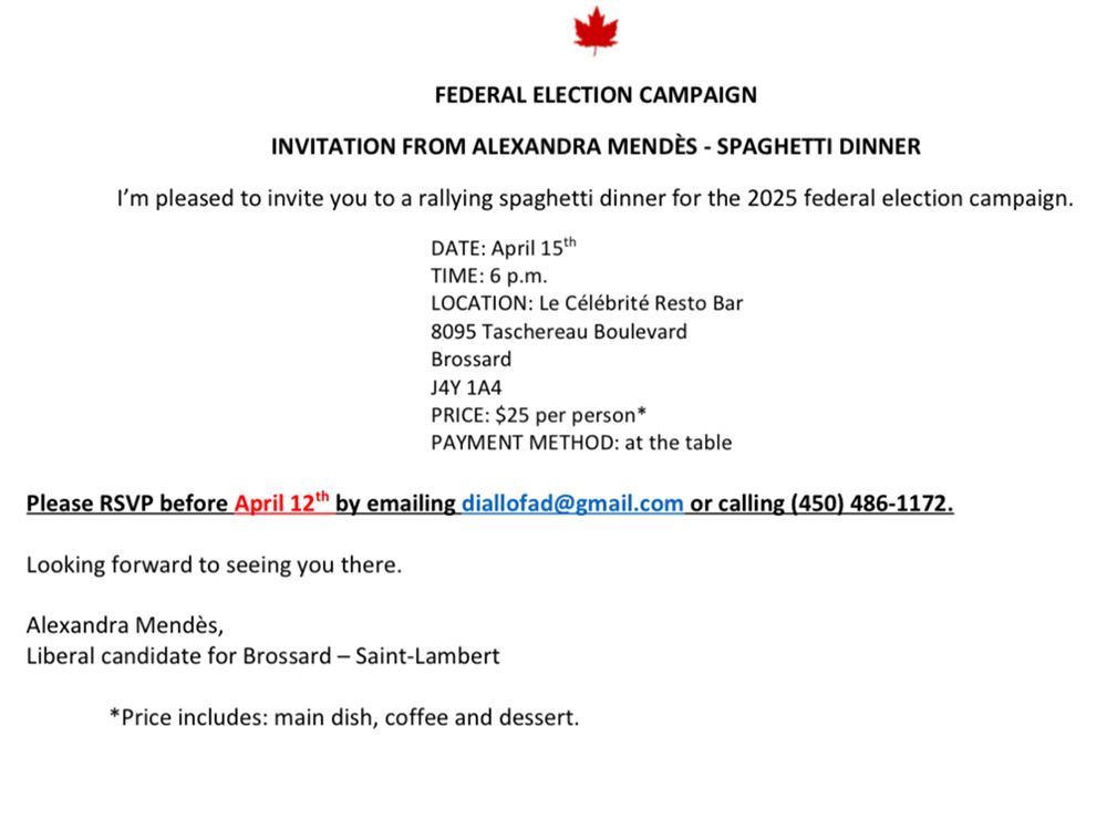  English language version of the invitation that was one sent out to all event guests.