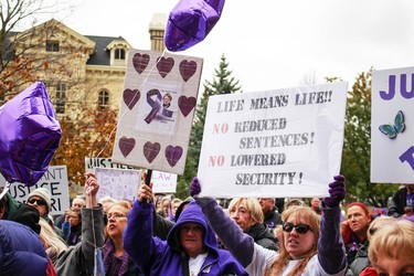 Over 200 protesters spoke out against the transfer of convicted murderer Terri-Lynne McClintic to a healing lodge on Saturday at the Ontario Court of Justice in Woodstock, Ont.