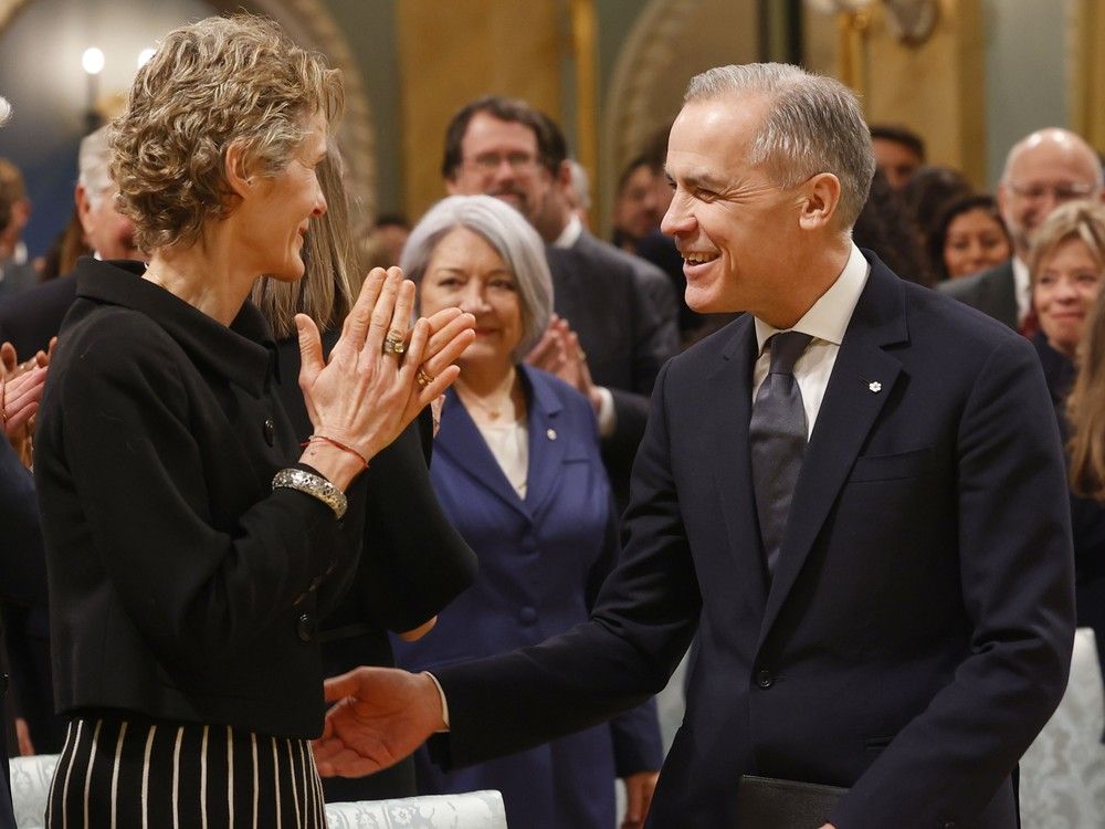Canada’s Prime Minister designate Mark Carney and his wife Diana Fox Carney arrive for his swearing in ceremony at Rideau Hall. Canada’s Prime Minister designate Mark Carney and his wife Diana Fox Carney arrive for his swearing in ceremony at Rideau Hall.