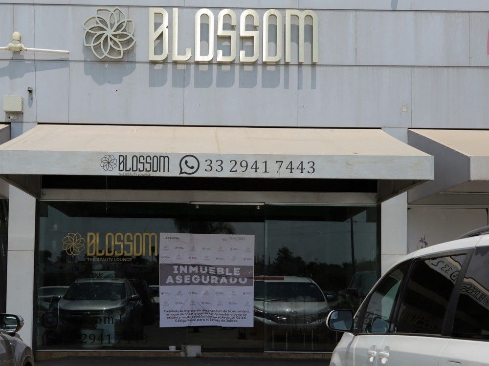 A sign from the Attorney General office is pictured at the beauty salon where influencer Valeria Marquez was murdered. A sign from the Attorney General office is pictured at the beauty salon where influencer Valeria Marquez was murdered.
