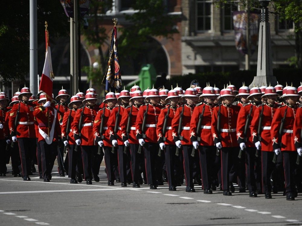 A Canadian honor guard prepares for an inspection by Britain's King Charles III and Queen Camilla in Ottawa, Canada, May 27, 2025. A Canadian honor guard prepares for an inspection by Britain's King Charles III and Queen Camilla in Ottawa, Canada, May 27, 2025.