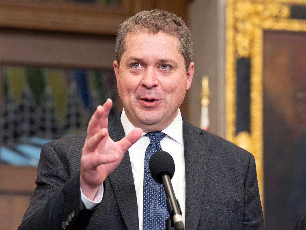 Andrew Scheer speaks with reporters in the foyer of the House of Commons in Ottawa, Tuesday, Jan. 7, 2025. Andrew Scheer speaks with reporters in the foyer of the House of Commons in Ottawa, Tuesday, Jan. 7, 2025.