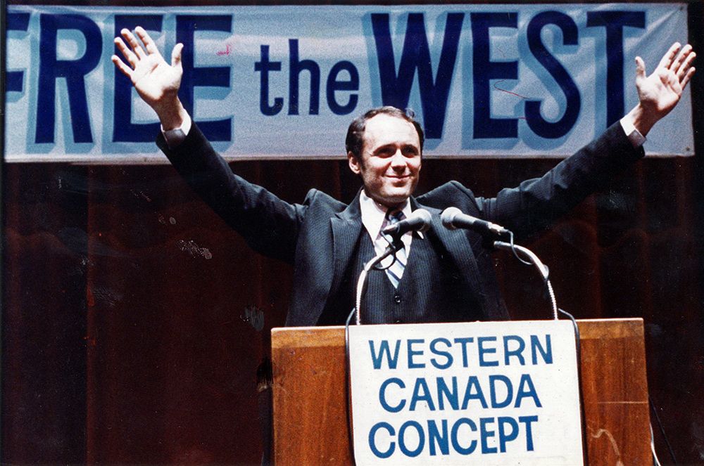  Western Canada Concept party founder Doug Christie at a rally on Nov. 24 1980.