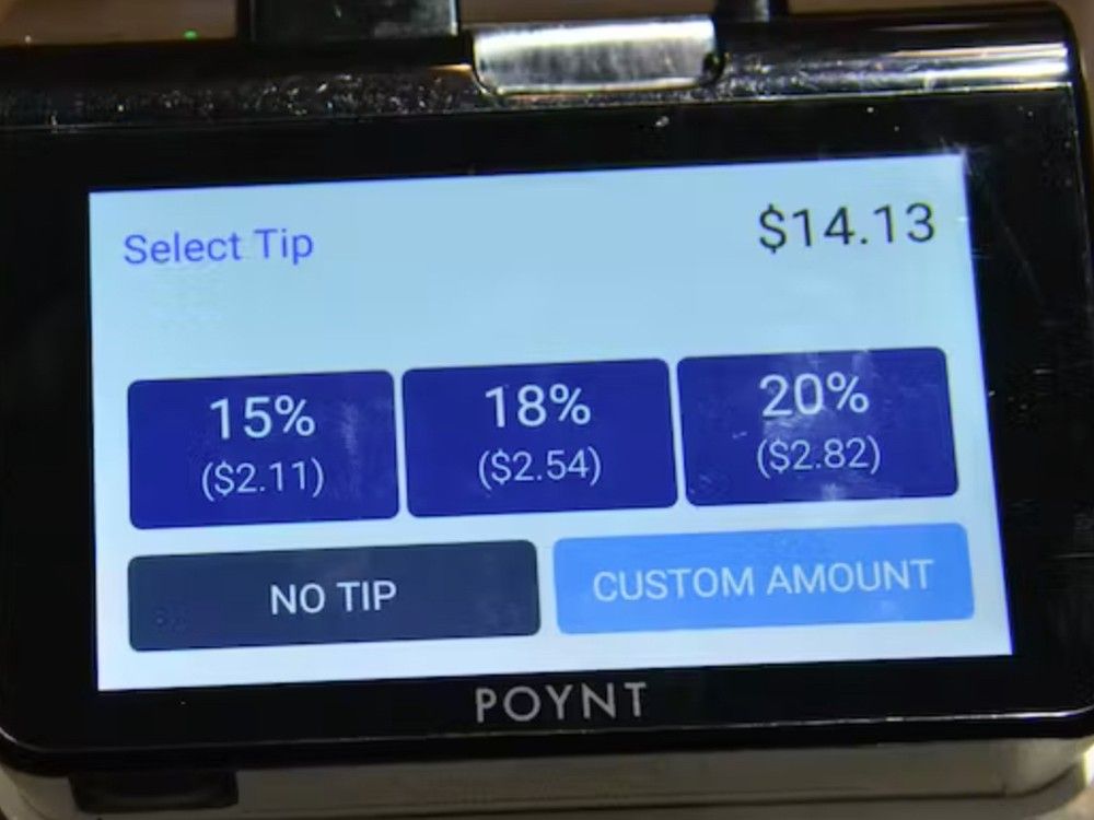  A survey in February revealed 94 per cent of Canadians are annoyed by card payment machines prompting tip options for services for which tips or gratuities weren’t previously expected.