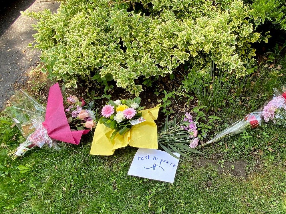 Community members in Pickering are reeling after a 14-year-old boy was arrested following the fatal stabbing of an elderly woman outside her home. A small memorial is seen in Pickering on May 30, 2025.