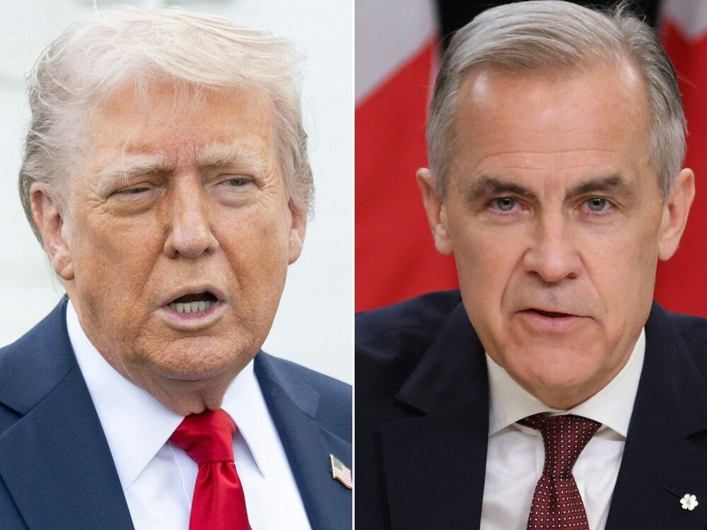 U.S. President Donald Trump, left, and Prime Minister Mark Carney, right, in a combination photo. U.S. President Donald Trump, left, and Prime Minister Mark Carney, right, in a combination photo.