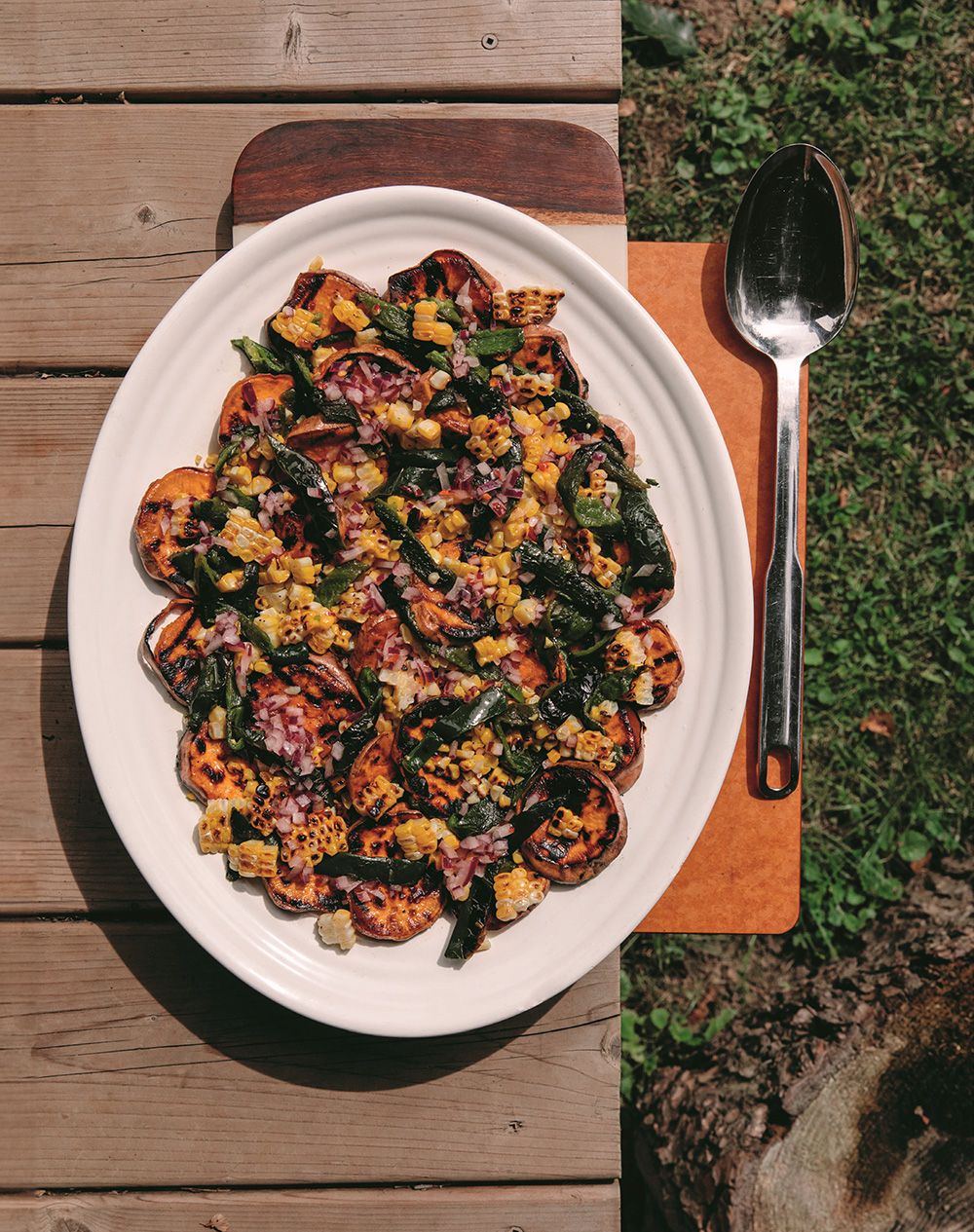  Add a drained and rinsed can of black beans to turn Andrea Buckett’s honey-lime grilled sweet potatoes with poblano peppers and corn into a main dish.