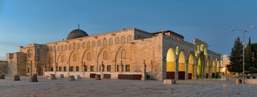 The Al-Aqsa Mosque in Jerusalem, after Fajr prayer.
