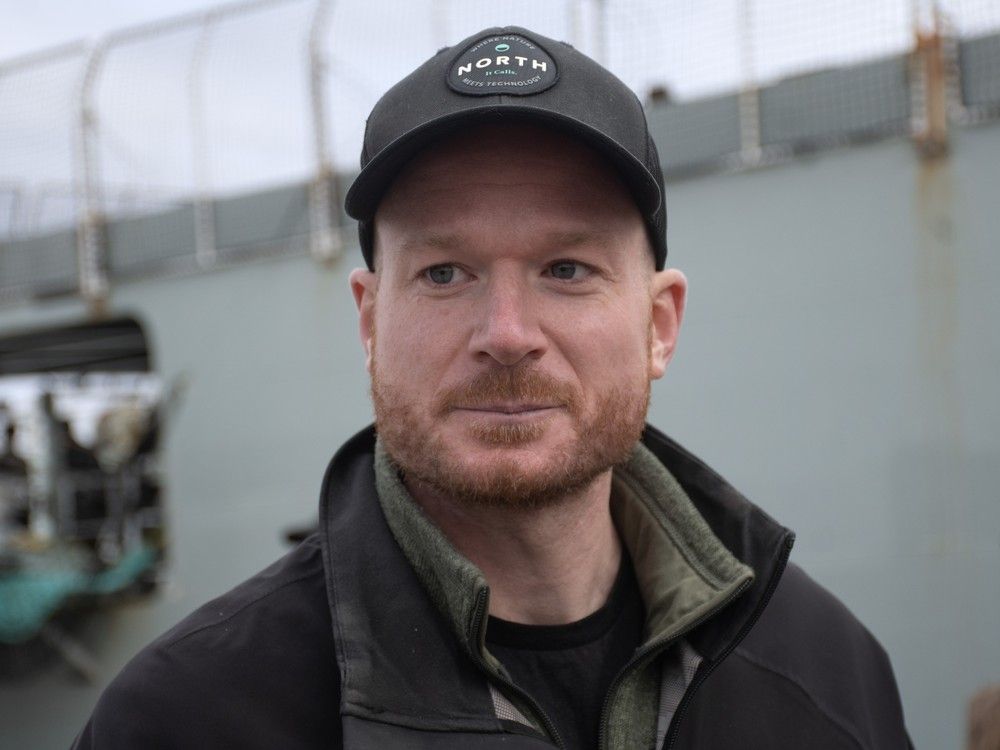  Alex Normandeau, a research scientist with Natural Resources Canada, answers questions from reporters after HMCS Margaret Brooke arrived back in Halifax on Friday, May 9, 2025.