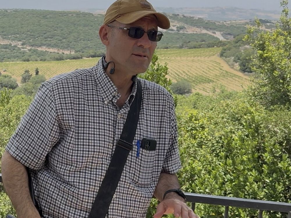 Lt.-Col Jordan Herzberg of the Israeli Defense Forces reserves in Mount Tsifya, Israel, near the border with Kfar Kila, Lebanon. 