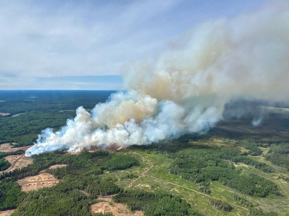 Wildfires burning north of Joussard, Alberta, Canada, on May 30, 2025.  Wildfires burning north of Joussard, Alberta, Canada, on May 30, 2025.