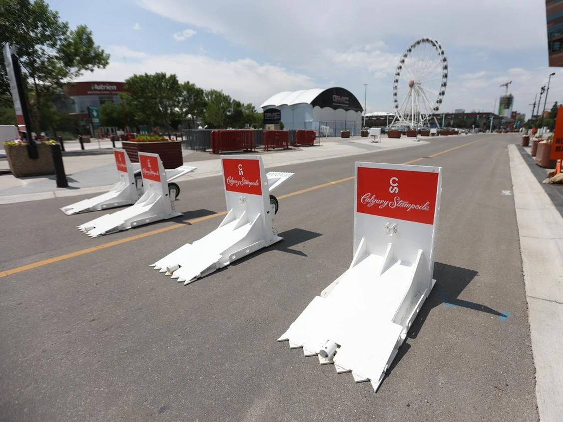  A somewhat bleak new feature of Canadian life is that major public events now have to be fitted with special barriers to prevent vehicular attacks. The Calgary Stampede now features the above “hostile vehicle mitigation” devices, installed in response to an April ramming attack against a Filipino cultural festival in Vancouver that killed 11 people.