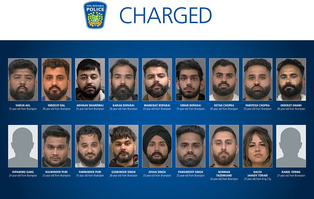  Police in Peel Region released phots of the alleged leaders and underlings of a violent crime network behind extortions targeting the South Asian community and frauds linked to the tow truck industry.
