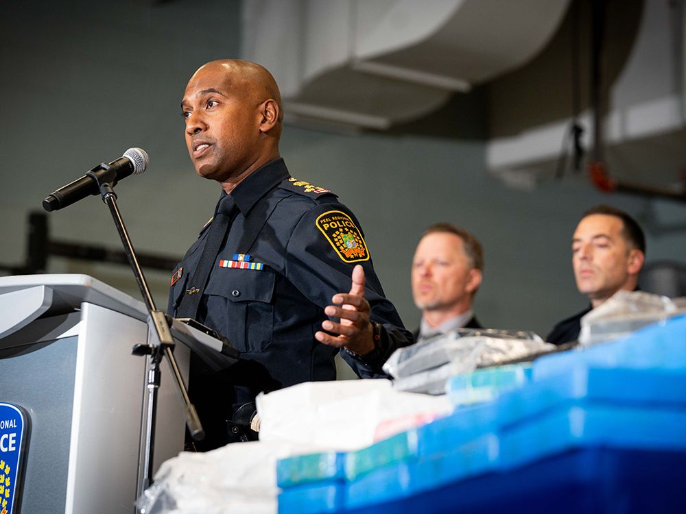  Peel Region’s Chief of Police Nishan Duraiappah announcing the result of Project Pelican, a large cross-border drug-smuggling probe.