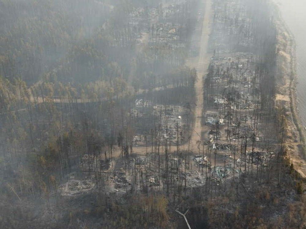 The small resort subdivision north of Narrow Hills Provincial Park largely destroyed.  The small resort subdivision north of Narrow Hills Provincial Park largely destroyed.