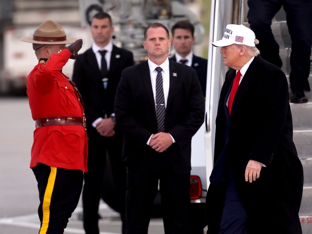 United States President Donald Trump arrives in Calgary for the G7 2025 Summit in Kananaskis on Sunday, June 15, 2025. 