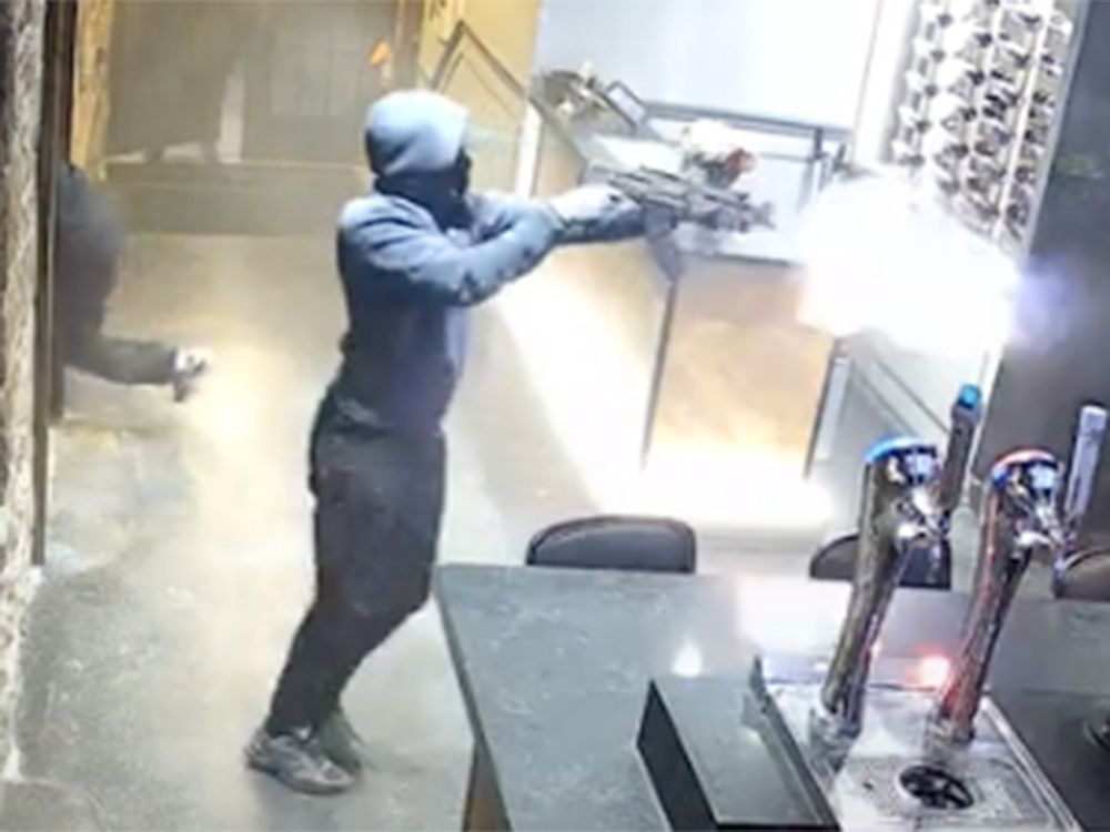 Screen grab from video shows a person shooting in the Piper Arms pub in Toronto, on March 7, 2025. Screen grab from video shows a person shooting in the Piper Arms pub in Toronto, on March 7, 2025.