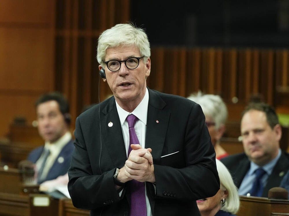 Minister of Energy and Natural Resources Tim Hodgson rises during Question Period in the House of Commons on Parliament Hill in Ottawa, Friday, June 20, 2025.